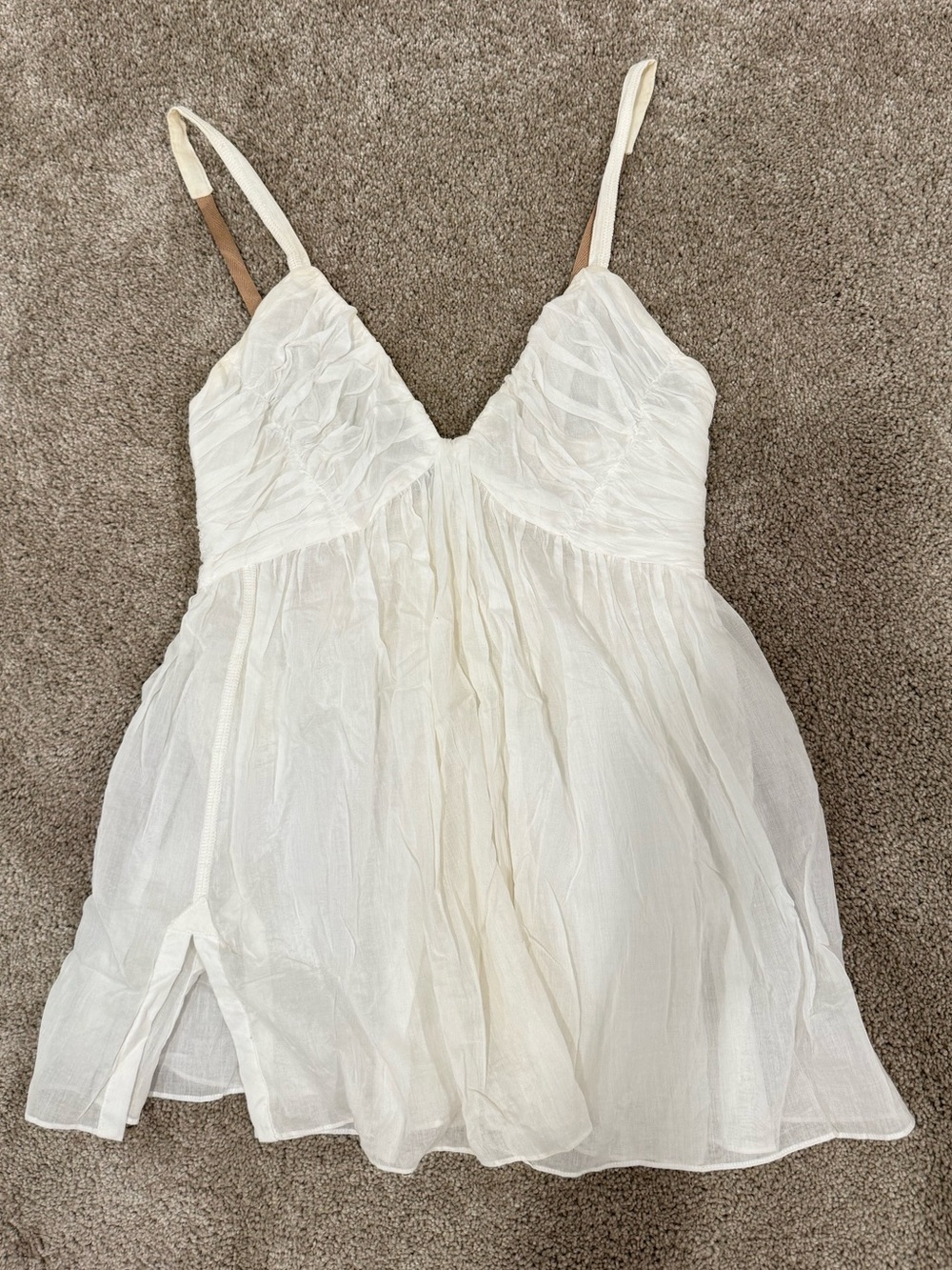 Rare vintage Prada white ruched cotton babydoll cami IT 38 made in Italy Y2K